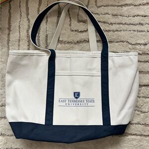 East Tennessee State University Canvas Tote Bag - Navy and White